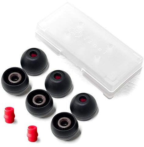 Final Audio Ohrstöpsel-Set Typ E, mit Hülle und Düsenadapter, passend für 1More, AKG, Audio-Technica, Beats by Dre, Campfire Audio, Empire Ears, Shure, Sony, Westone, Schwarz Rot Large + Schwarz/Rot