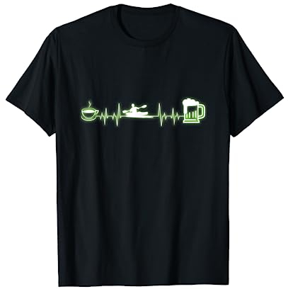 Heartbeat Kanu Kajak Rafting mit Bier und Kaffee T-Shirt