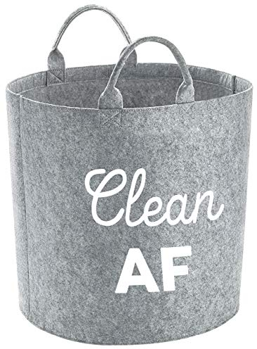Hippowarehouse Clean AF Name Toys and Teddies Basket Babies Kids bedroom Foldable Storage Premium Felt 20 Litre or 50 Litre