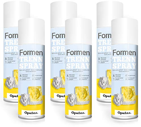 Oputec 6 x 500ml Spray distaccante per stampi per Applicazioni Creative: Agente distaccante con Effetto Antiaderente per stampi in plastica, stampi in Silicone, Cemento Creativo - Made in Germany