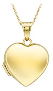 CARISSIMA Damen-Medaillon Herz poliert Gelbgold 9kt 15,5x22,5mm an Flachpanzerkette Gelbgold diamantiert 9kt 25 46cm