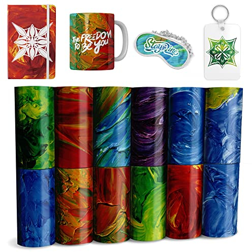 Transferblätter, 11,4 x 30,5 cm, vorgefertigtes Sublimationspapier für selbstgemachte T-Shirts, Tassen-Wärmepresse, Tragetasche, Untersetzer, blanko, 12 Stück