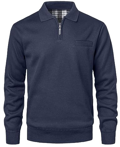 Yukirtiq Herren Pullover Strickjacke mit Reißverschlusskragen Strickpullover Feinstrick mit Brusttasche Langarm Sweatjacke mit Fleece gefüttert Winter Sweatshirt