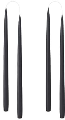 Kunstindustrien® Stabkerzen schwarz, Hergestellt in Dänemark, 42 Farben verfügbar, Tafelkerzen, Durchgefärbte Kerzen lange Brenndauer von 15 Stunden, Kerzen Set Geschenk, 4 Stück 2,2 x 35 cm (Schwarz)