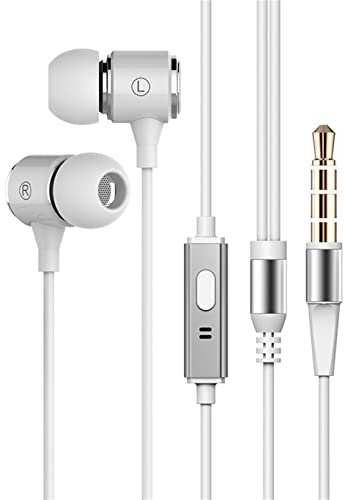 100SEASHELL long cord wired earbuds no microphone headphones watching tv with extra noise isolating blocking bass ear buds without mic corded length earphones