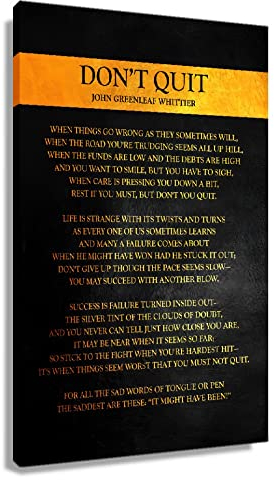 Dont Quit Gedicht gerahmte Leinwand Motivierende Wandkunst Zitate Poster Inspirierende Bilder für Wohnzimmer Poesie Geschenk gerahmt (40,6 x 61 cm)