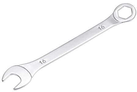 sourcing map Dünn Ring Maulschlüssel mit Offset 6-Punkt Ende und Abgewinkelt Offen 16mm