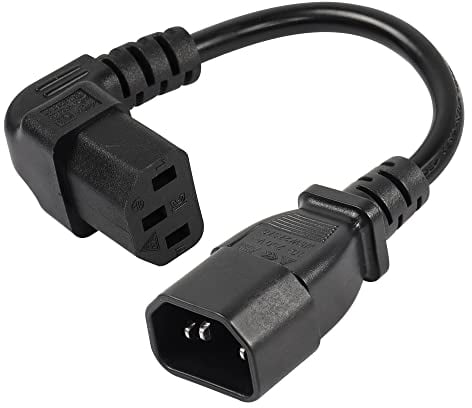 CERRXIAN Cavo di prolunga per alimentazione PDU IEC 320 C14 a 90 gradi C13, C14 maschio a angolo basso C13 femmina Cavo di alimentazione a 3 pin per monitor, computer, ecc-0,2 M/7,8 pollici