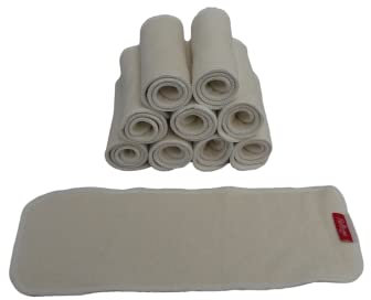 Bellissimo Baby™ Hanf-Einsätze, 3-lagig, 10 Stück, superweiche Booster für wiederverwendbare Stoffwindeln