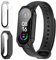 GEJEFA Cover per Xiaomi Mi Band 7 Custodia PC + Pellicola Protettiva,[2 Pezzi][Copertura Completa] Custodia Rigida Protettiva in Vetro Temperato Integrata,Trasparente + Nero