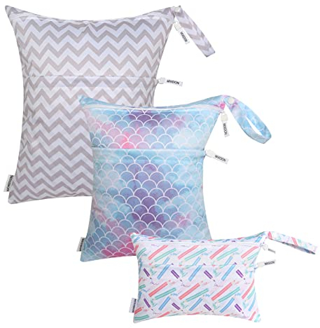MIXIDON Baby Windeltaschen Nasstaschen Wetbag Schwimmsachen Nasse und Trocken Wickeltasche Wasserdicht Waschbar Organiser für Reisen Gym Strand Pool, Pattern 2