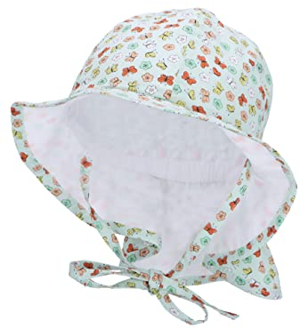 Sterntaler Baby Mädchen Hut Baby Sonnenhut Schmetterlinge - Baby Hut, Kopfbedeckung Baby - mit kleinen Schmetterlingen - hellgrün, 43