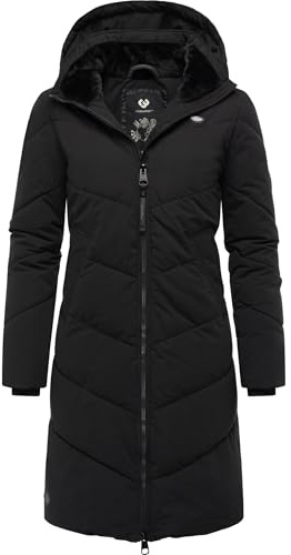 Ragwear Damen Wintermantel warmer wasserdichter Steppmantel lang mit abnehmbarer Kapuze Rebelka XS-6XL