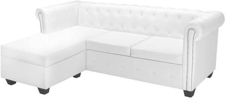 ZEYUAN Chesterfield Sofa, Schlafsofa, Schlafcouch, Couch Mit, Sofa Bed, Bettsofa, Sofas & Couches, in L-Form Kunstleder Weiß