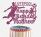 Football Personalised Birthday Glitter Cake Topper With Any Name Age & Team (Pink)