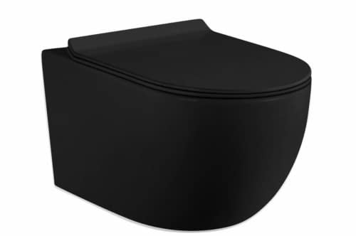 WC schwarz Komplettset Spülrandlos Sitz Soft Close für Vorwandelement Unterputz Spülkasten Vorwandspülkasten Keramik Unterputzspülkasten Wand Toiletten Set Schüssel (schwarz)