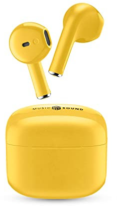Music Sound | Swag - Kabelloses Kapsel-Headset - Wiedergabezeit bis 20 Stunden - Bluetooth - Gelb