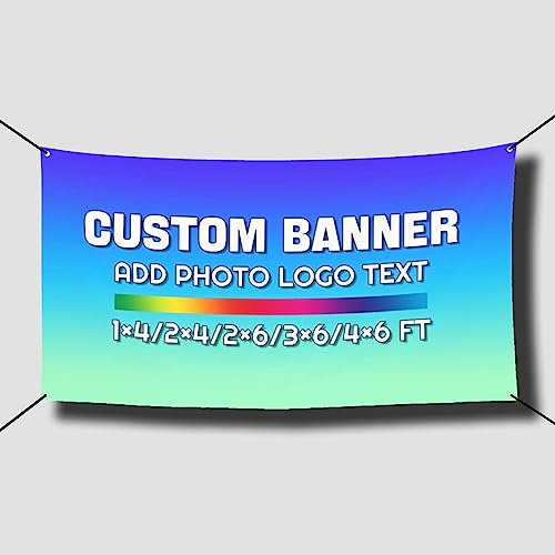 Personalisierte Fahne Selbst Gestalten - Outdoor Indoor Banner - Fügen Sie Ihr Eigenes Bild/Text/Logo Hinzu - Für Dekoration im Freien, Geburtstagsfeier, Abschlussfeier - 90×180CM