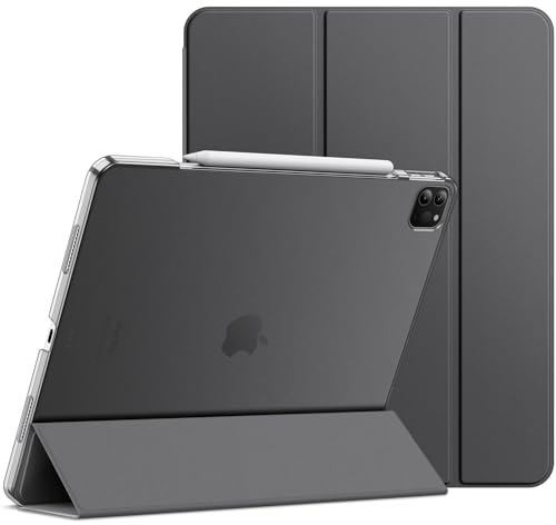 JETech Hülle für iPad Pro 12,9 Zoll (6./5. Generation, Modell 2022/2021), Unterstützung Pencil Aufladung, Abdeckung mit Auto Schlafen/Wachen (Space Grau)