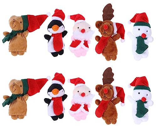 PRETYZOOM 10St Weihnachten Fingerpuppen weihnachtliche Plüsch-Fingerpuppe Kinderspielzeug Geschenke Fingerpuppe für Kinder weihnachtliches Fingerspielzeug Karikatur Baby Lehrmittel Handpuppe
