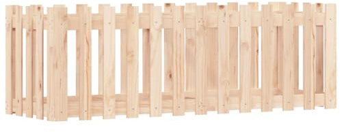 vidaXL Hochbeet, Pflanzkasten mit Lattenzaun-Design, Frühbeet Pflanzbeet für Garten Terrasse, Gemüsebeet Blumenkasten, 150x50x50 cm Massivholz Kiefer