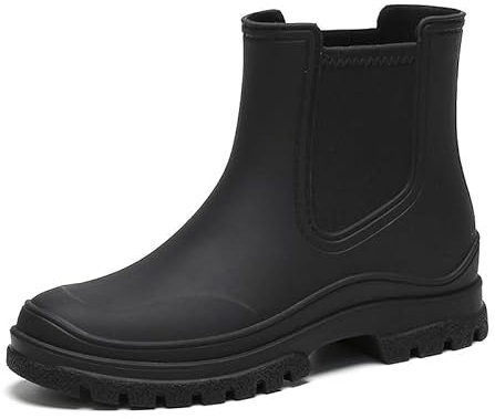 Pearleaf Wellington - Stivali da pioggia da donna, stivali da giardino, stivali alla caviglia, impermeabili, taglia, Nero , 39 EU