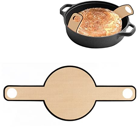 Nicoone Backmatte für Dutch Oven, Brotschlinge, wiederverwendbar, Teigtropfen-Backmatte, Silikon, Langstielschlinge, Silikon, Dutch Oven Liner, rundes Brotbackwerkzeug
