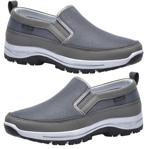 AZMAHT Zapatillas de Trekking Ligeras Antideslizantes Zapatillas Antideslizantes Hombre Zapatillas ortopedicas Hombre Zapatillas sin Cordones Hombre Zapatillas Casual,Gris,46/280mm