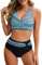 Nadeer Bikini Damen Set Sexy V Ausschnitt Push Up Bikini Zweiteiliger Badeanzug Crossover Hohe Taille Bikini Bademode Strand Bikini(Gedrucktes Muster,XL)