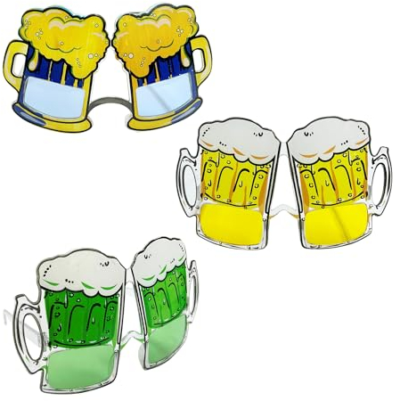 KRYMSON 3er-Pack Gläser in Bierform, Weinglas-Sonnenbrillen, Oktoberfest-Partygläser, Strandtanz-Sonnenbrillen Im Hawaiianischen Stil, Lustige Karnevals-Sonnenbrillen