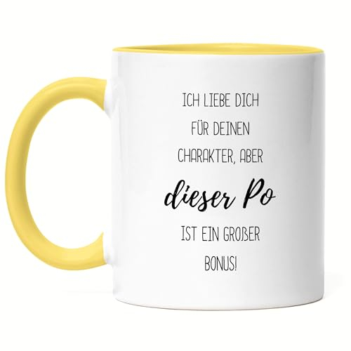 Hey!Print Ich liebe dich für deinen Charakter aber dieser Po Tasse Gelb - Liebe Valentinstag Jahrestag Humor
