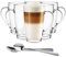 Glasmark KROSNO 1992 set di 6 tazze da caffè latte vetro trasparente 400 ml con manico 6 cucchiaini latte macchiato cappuccino bicchieri da tè