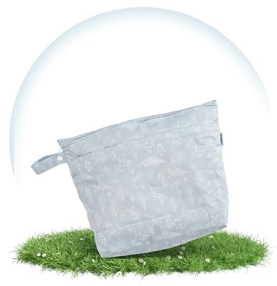 Hinzling Wetbag (Botanical Graphite Duo) – 2 in 1 Nasstasche für saubere und dreckige Stoffwindeln – Nachhaltige Wetbags aus recyceltem Polyester – Wetbag für Kindergarten und Unterwegs
