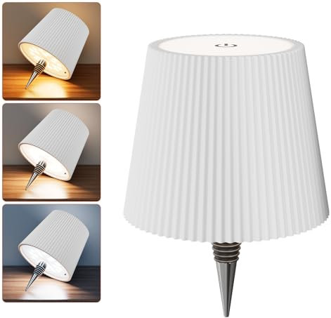 Nulmvic Lampada per Bottiglia LED Ricaricabile - 5200mAh Lampada da Tavolo Senza Fili Dimmerabile 3 Colori - IP54 Impermeabile Comando a Tocco per Interno Esterno Famiglia Ristorante Bar (Bianco)