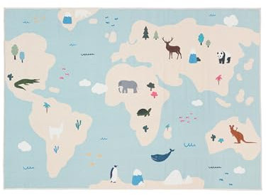 RugVista World map Teppich - Hellblau/Beige Teppich 160x230 Moderner Teppich