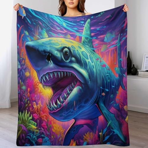 Hai Decke Kuscheldecken Couchdecke, Übergroße Warme Super Weiche Decke, Schlafdecke Tagesdecke Flauschige Decke （180×200cm）