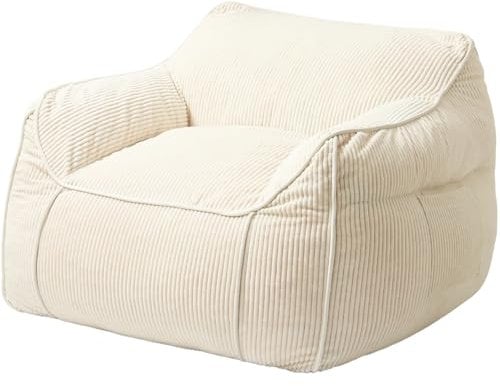 bananair - Lesesessel aus Breitcord - XXL Sitzsack Sofa mit Füllung für Kinder & Erwachsene - Perfekt für eine gemütliche Ecke im Wohn- oder Schlafzimmer (Gebrochenes Weiß)