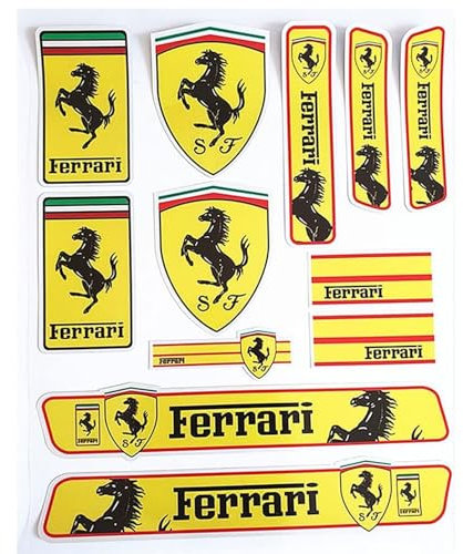 WSCDMCC Auto Emblem für Ferrari 458 F430 488 Roma F8 Californie Portofino F12 GTC4Lusso, Logo Emblem Badge Kofferraum Heckklappen Front Motorhaube Aufkleber Styling Dekoration Zubehör