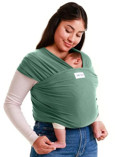 Sleepy Wrap Fascia Porta Bebé Neonato Facile da Indossare – Marsupio Bambino a Fascia Neonati – Trasporto a Mani Libere – Porta Bebé Cotone per Neonati Fino a 16 kg (Sage Green)