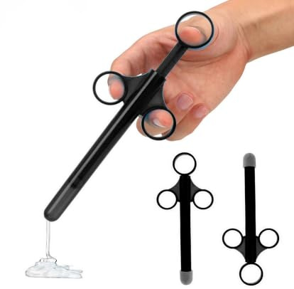 Schmiermittel Applicator,Wiederverwendbar Schmiermittel Spritze,Vagina Reinigungswerkzeuge,Schmiermittel Applicator,Anal Vagina Syringe Shooter mit Traktionsring und Fingergriff (schwarz,2pc)