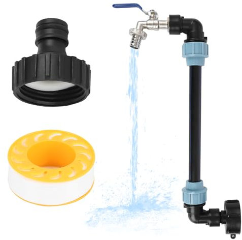 IBC Tank Schwanenhals, Regenfass Auslaufhahn IBC, IBC Schwanenhals 3/4 Zoll Auslaufhahn, IBC Container S60 x 6 3/4 Zoll Hahn, IBC Adapter, IBC Tank Zubehör, IBC Hahn (Blue)