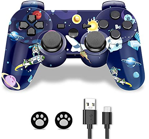 Mando Play3, mando inalámbrico P3, Gamepad para Play 3, mando Sixaxis con cavo di ricarica e manopole Thump
