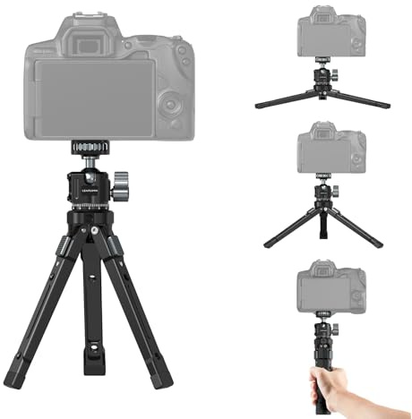 Leaplumin Portable Desktop Mini Tripod with 360° Ball Head – Compact Aluminum Alloy Camera Tripod for 360° Panoramic Photos, Vertical Recording, 3 Adjustable Heights & Angles