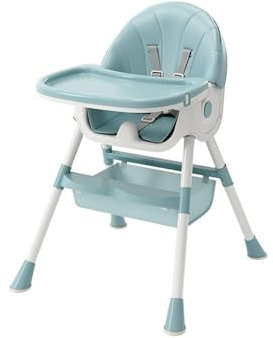 Chaise Haute Bébé 3 en 1, Chaise Haute Réglable et Convertible pour Bébés et Tout-petits, Compacte/Légère/Portable/Facile à Nettoyer-Quatre en un – Vert