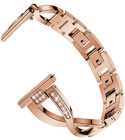 iplusmile Cinturino Smartwatch 20mm X in Lega di Zinco Strass | Compatibile con Orologi Smart Serie S2, Installazione Rapida, per Sport e Spostamenti Quotidiani