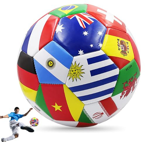 BEAHING Ballon de Football Adulte, Taille de Football Taille 5, Drapeau National 8, 5 Pouces, étanche PVC Jeune Adulte pour la Pratique du Train Ligue, Courbe