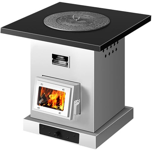 Holzofen für den Innenbereich, effizientes Heizen und Kochen, großes Sichtfenster, energiesparender Mehrzweckkocher für Heim- und Outdoor-Abenteuer