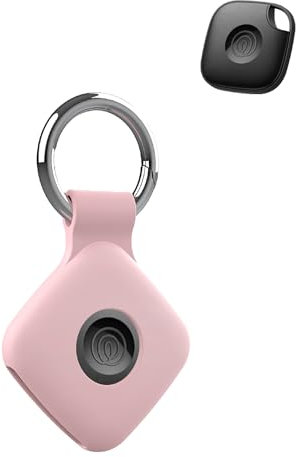 toergy 1 Pack Protective Case for Tile by Life360 Mate 2024 Anti-Loss Tracker with Silicone Keychain - Durable & Stylish Cover, Waterproof, Anti-Fall - Pink