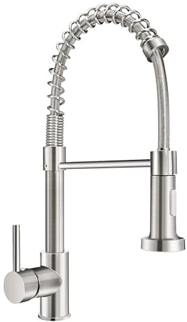 Grifo de cocina de alta presión, monomando, caño flexible con muelle en espiral, grifo de cocina con ducha extensible, acero inoxidable