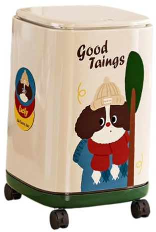 MagiDeal Trash Can with 360° Universal Wheels and Lid Bathroom Wheelie Bin 9 Inchx9 Inchx14 inch Wastebasket Waste Can for Cafe Office